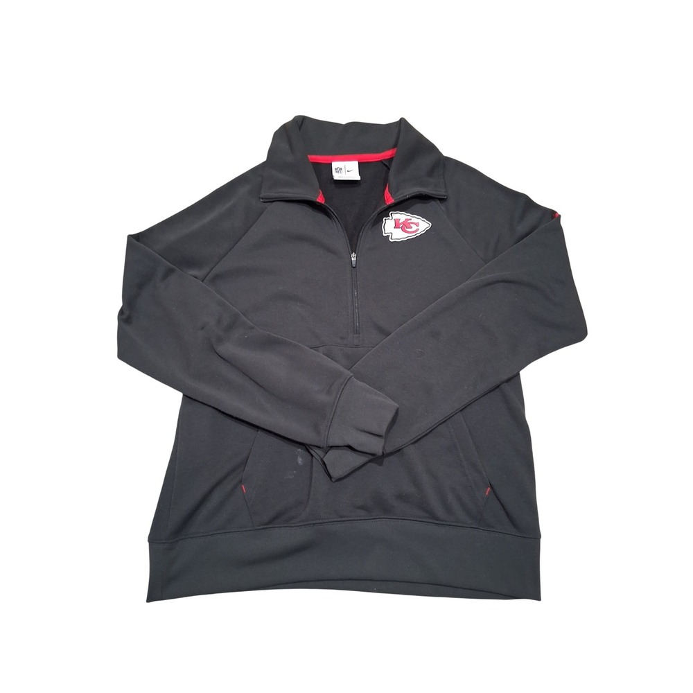 Nike NFL Kansas City Chiefs Quarter Zip Pullover Black Dri-FIT Mens Medium